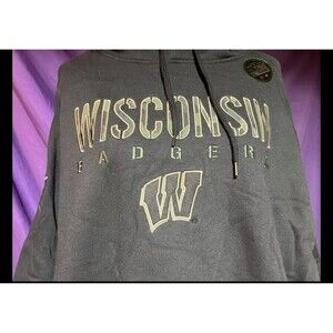 Wisconsin Badgers Hoodie Sweatshirt Mens Camouflage Black Colosseum Hood SZ 3XL